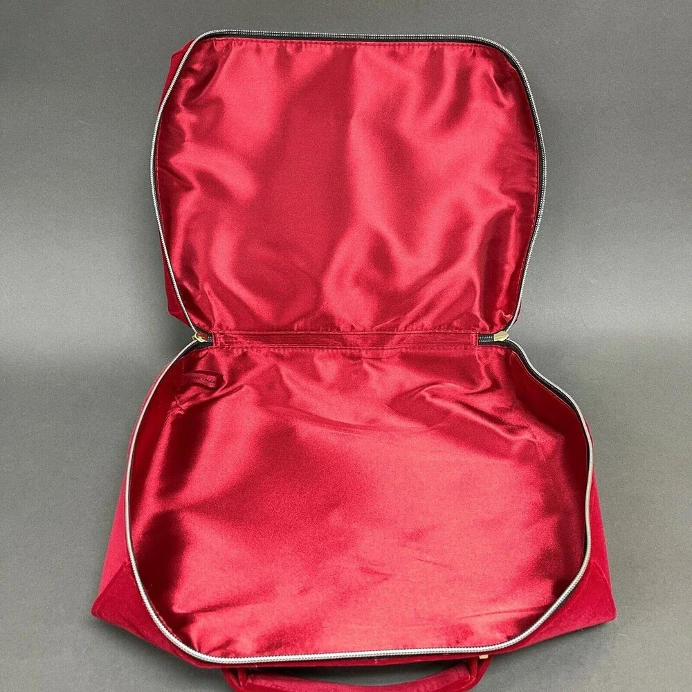 Estee Lauder Red Velvet Gold Zipper Cosmetic‎ Bag with Handle 9 1/2 x 12 1/2 x 4